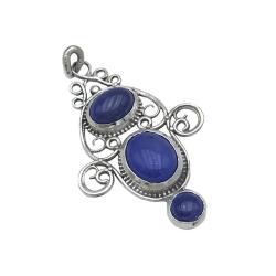 CIONDOLO PENDENTE BOHO CHIC PIETRA NATURALE LAPISLAZZULI ARGENTO 925