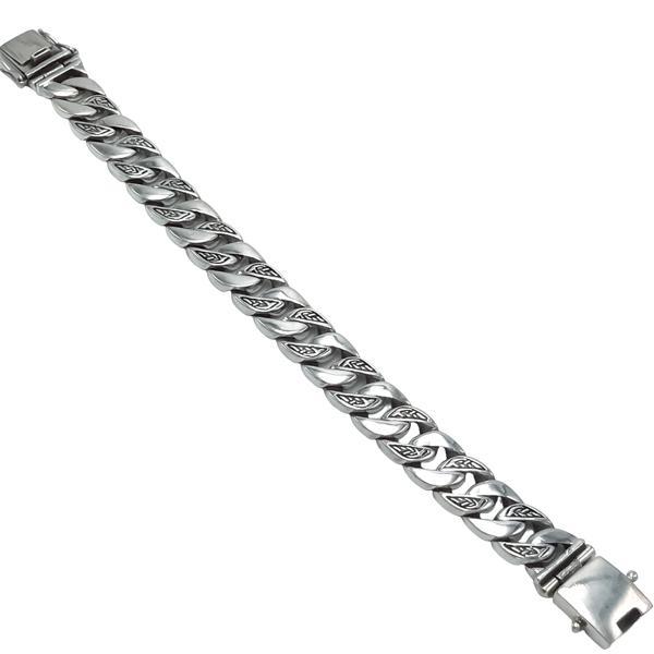 BRACCIALE BIG MAGLIA CATENA GRUMETTA DECORATA LATERALMENTE MESSICANO ARGENTO 925