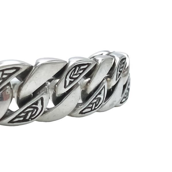 BRACCIALE BIG MAGLIA CATENA GRUMETTA DECORATA LATERALMENTE MESSICANO ARGENTO 925