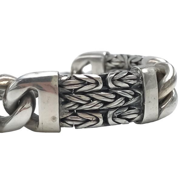 BRACCIALE BIG  MAGLIA BOROBUDUR CATENA GRUMETTA BRUNITA MESSICANO ARGENTO 925