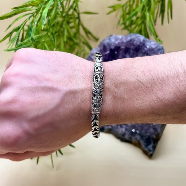 BRACCIALE SNAKE UNISEX MESSICANO CENTRALE DECORATO ARGENTO 925