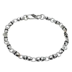 BRACCIALE ETNICO ARTIGIANALE DESIGN GEOMETRICO PUNTE LANCIA UNISEX BRUNITO ARGENTO 925