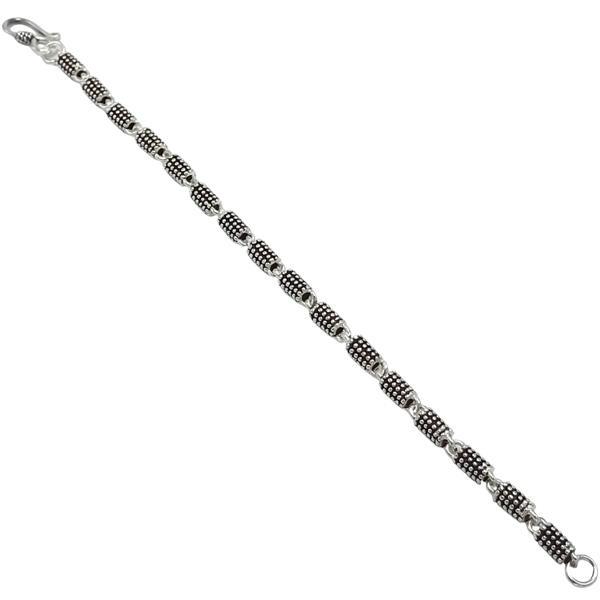 BRACCIALE ETNICO ARTIGIANALE DESIGN GEOMETRICO PUNTINATO UNISEX BRUNITO ARGENTO 925