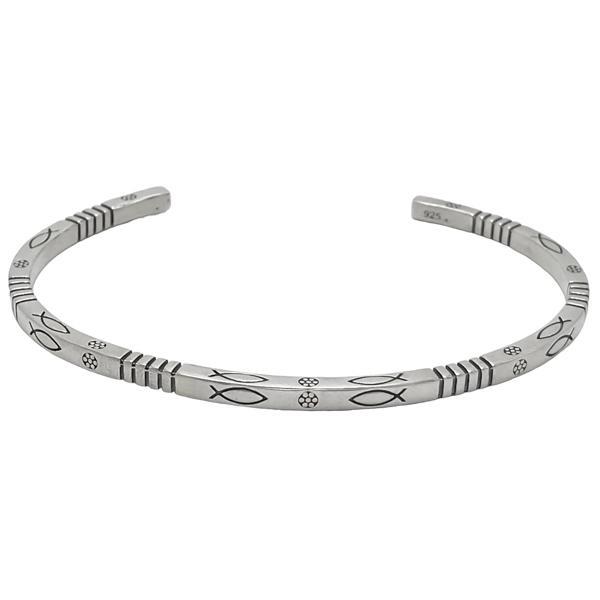 BRACCIALE BANGLE REGOLABILE MINIMAL INCISO ARGENTO 925
