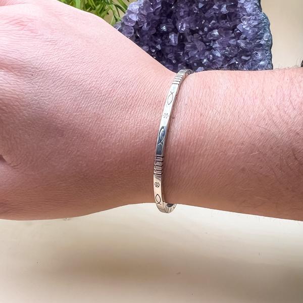 BRACCIALE BANGLE REGOLABILE MINIMAL INCISO ARGENTO 925