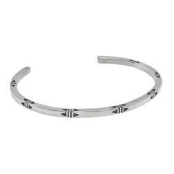 BRACCIALE BANGLE REGOLABILE MINIMAL INCISO TRIANGOLI ARGENTO 925