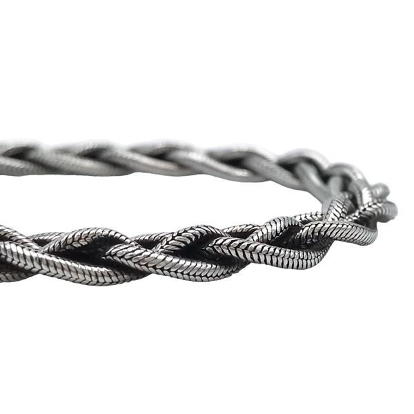 COLLANA UNISEX MAGLIA SNAKE TRECCIA QUATTRO FILI ARGENTO 925