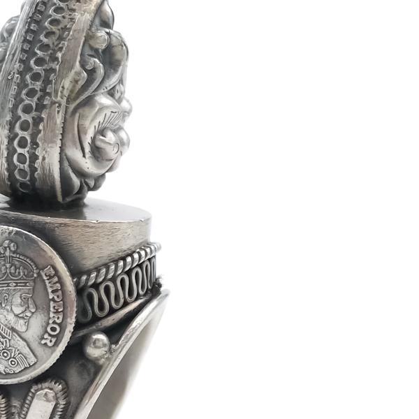 ANELLO KING GEROGE V CHEVALIER TIBETANO BRUNITO REGOLABILE ARGENTO 925