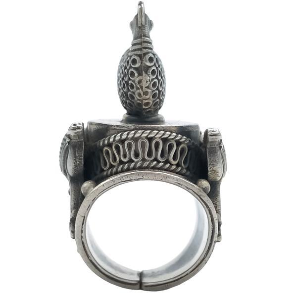 ANELLO BIG PEACOCK CAMELCHEVALIER TIBETANO BRUNITO REGOLABILE ARGENTO 925