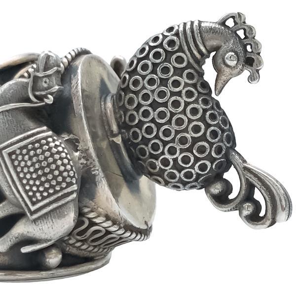 ANELLO BIG PEACOCK CAMELCHEVALIER TIBETANO BRUNITO REGOLABILE ARGENTO 925