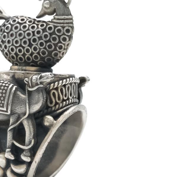 ANELLO BIG PEACOCK CAMELCHEVALIER TIBETANO BRUNITO REGOLABILE ARGENTO 925
