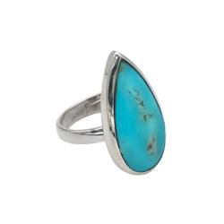 ANELLO MINIMAL NEPALESE REGOLABILE GOCCIA TURCHESE ARGENTO 925 