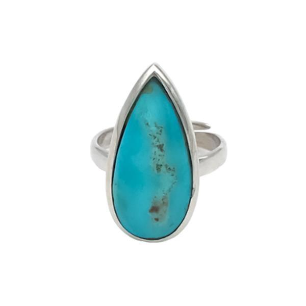 ANELLO MINIMAL NEPALESE REGOLABILE GOCCIA TURCHESE ARGENTO 925 