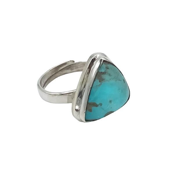 ANELLO MINIMAL NEPALESE REGOLABILE TRIANGOLARE TURCHESE ARGENTO 925 