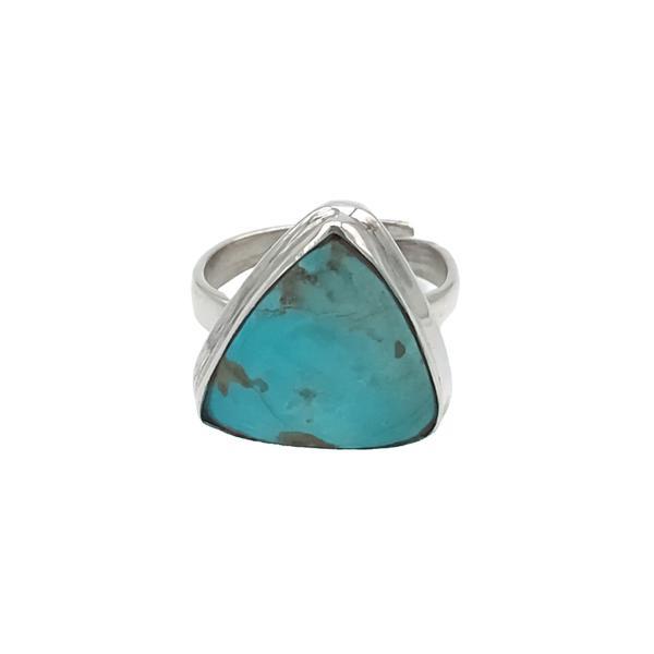 ANELLO MINIMAL NEPALESE REGOLABILE TRIANGOLARE TURCHESE ARGENTO 925 