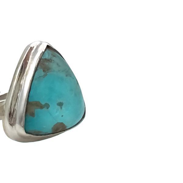 ANELLO MINIMAL NEPALESE REGOLABILE TRIANGOLARE TURCHESE ARGENTO 925 