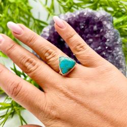 ANELLO MINIMAL NEPALESE REGOLABILE TRIANGOLARE TURCHESE ARGENTO 925 