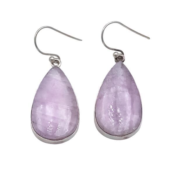 ORECCHINI GOCCIA PENDENTI MINIMALCHIC GEMMA KUNZITE  MONACHINA ARGENTO 925