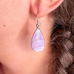 ORECCHINI GOCCIA PENDENTI MINIMALCHIC GEMMA KUNZITE  MONACHINA ARGENTO 925