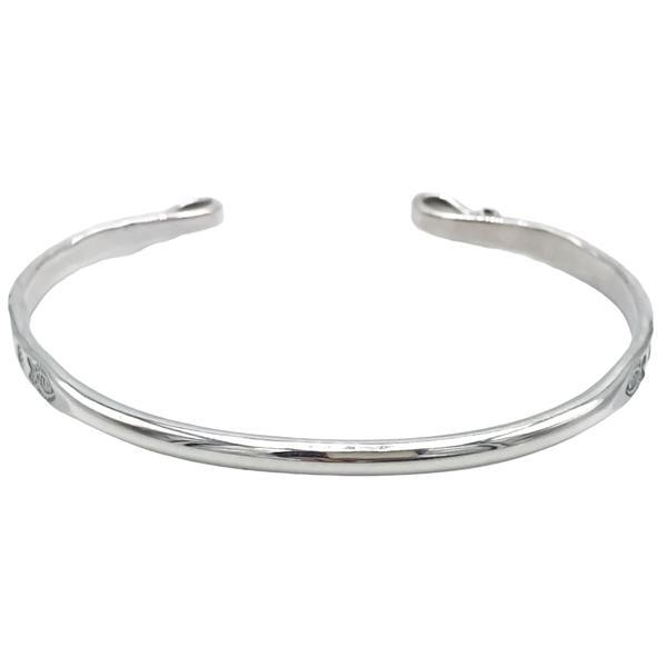 BRACCIALE TRIBAL TUBOLARE INCISO PUNTINATO LISCA PESCE REGOLABILE UNISEX ARGENTO 925  