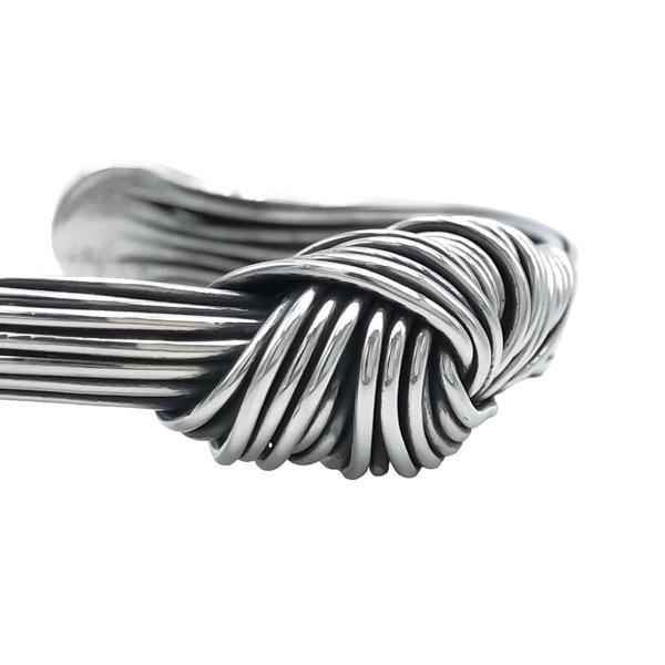 BRACCIALE BANGLE INFINITY LOVE RIGIDO NODO BRUNITO REGOLABILE UNISEX ARGENTO 925  