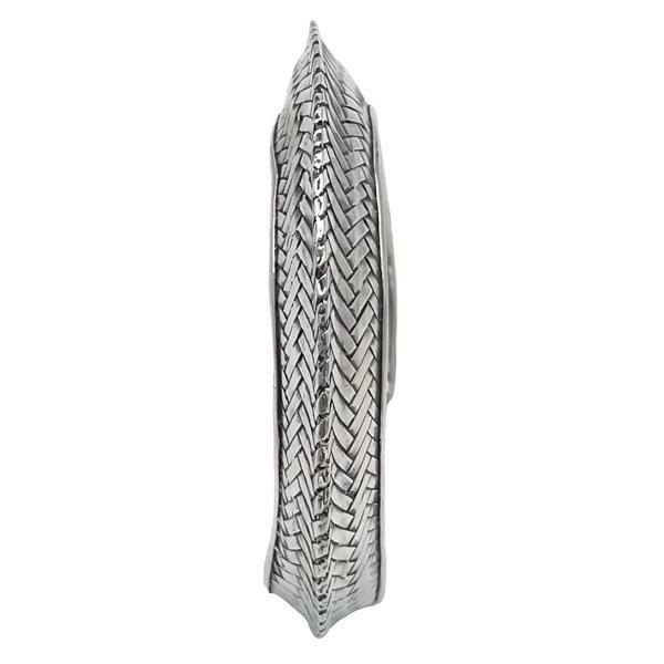 BRACCIALE BANGLE TRIBAL RIGIDO INTRECCIATO BRUNITO REGOLABILE UNISEX ARGENTO 925  