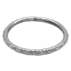 BRACCIALE BOHO CHIC BANGLE A CERCHIO RIGIDO INCISO BRUNITO ARGENTO 925  