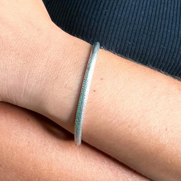 BRACCIALE ETNICO CLASSICO MAGLIA SNAKE TUBOLARE UNISEX BRUNITO ARGENTO 800