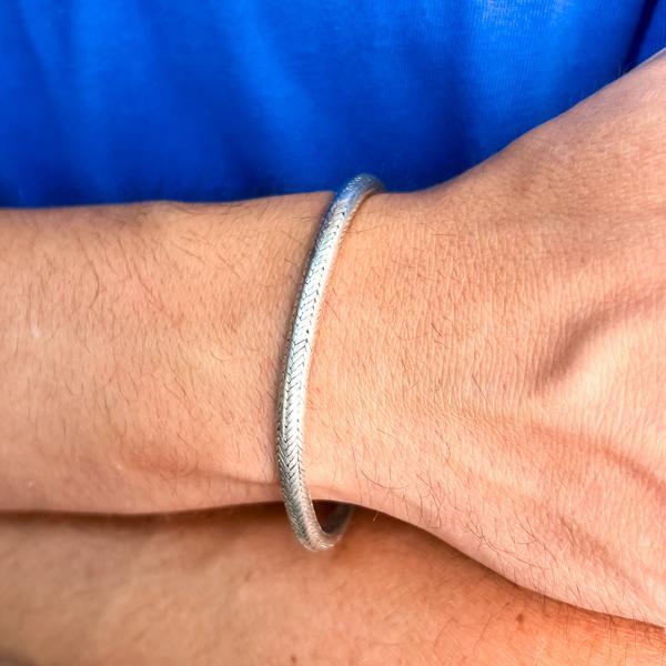 BRACCIALE ETNICO CLASSICO MAGLIA SNAKE TUBOLARE UNISEX BRUNITO ARGENTO 800