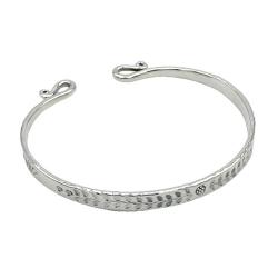BRACCIALE TRIBAL PIATTO INCISO PUNTINATO FOGLIOLINE REGOLABILE UNISEX ARGENTO 925  