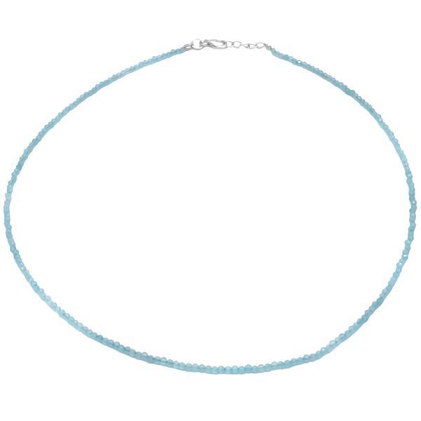 COLLANA ENERGETICA CRISTALLI BRIOLETTE ACQUAMARINA REGOLABILE ARGENTO 925