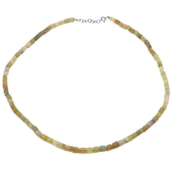 COLLANA ENERGETICA UNISEX CRISTALLI OPALE GIALLO TUBOLARI REGOLABILE ARGENTO 925