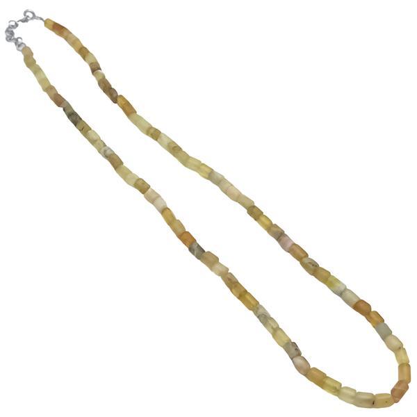 COLLANA ENERGETICA UNISEX CRISTALLI OPALE GIALLO TUBOLARI REGOLABILE ARGENTO 925