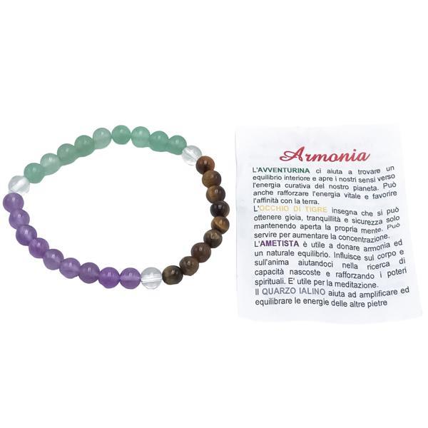 BRACCIALE CRYSTAL COMBO ARMONIA ENERGETICO ELASTICO UNISEX PIETRE NATURALI  REGOLABILE 