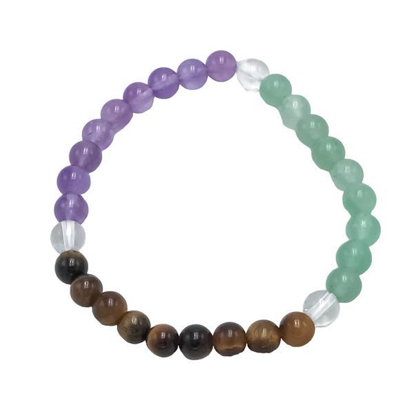 BRACCIALE CRYSTAL COMBO ARMONIA ENERGETICO ELASTICO UNISEX PIETRE NATURALI  REGOLABILE 