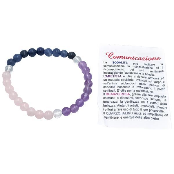 BRACCIALE CRYSTAL COMBO COMUNICAZIONE ENERGETICO ELASTICO UNISEX PIETRE NATURALI  REGOLABILE 