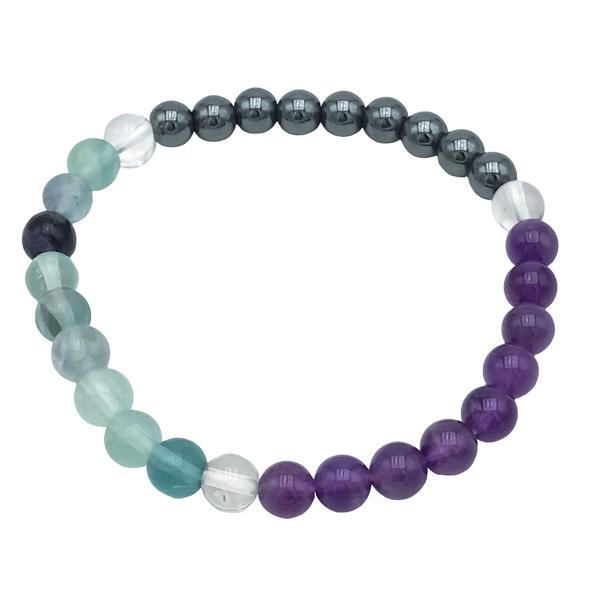 BRACCIALE CRYSTAL COMBO CONCENTRAZIONE ENERGETICO ELASTICO UNISEX PIETRE NATURALI  REGOLABILE 