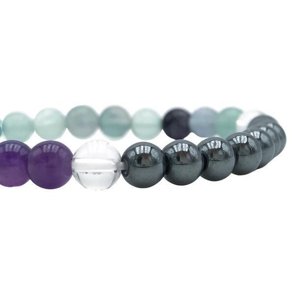 BRACCIALE CRYSTAL COMBO CONCENTRAZIONE ENERGETICO ELASTICO UNISEX PIETRE NATURALI  REGOLABILE 