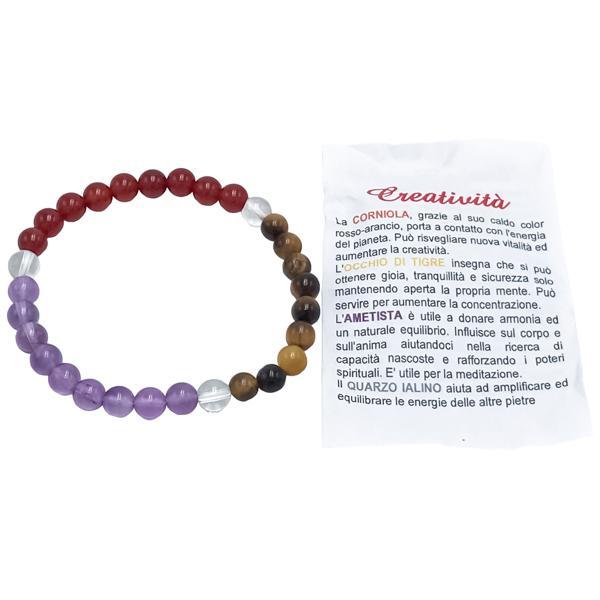 BRACCIALE CRYSTAL COMBO CREATIVITA ENERGETICO ELASTICO UNISEX PIETRE NATURALI  REGOLABILE 