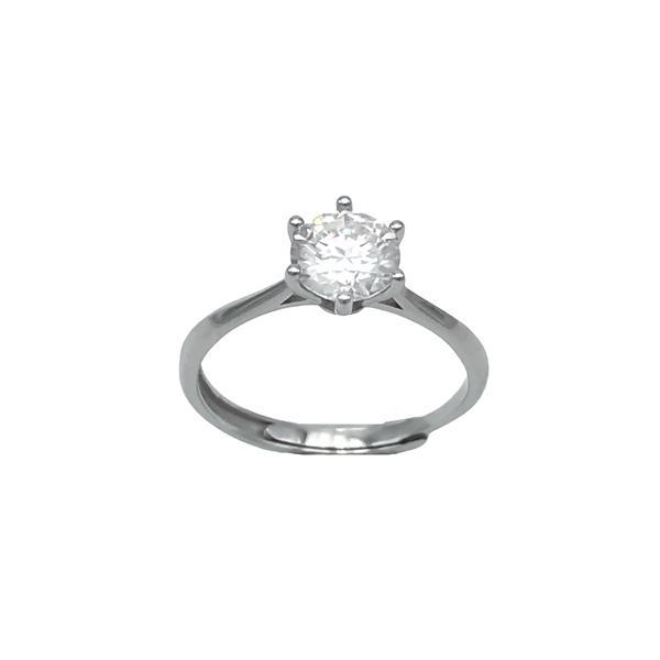 ANELLO SOLITARIO REGOLABILE BRILLANTE MOISSANITE CERTIFICATA ARGENTO 925 