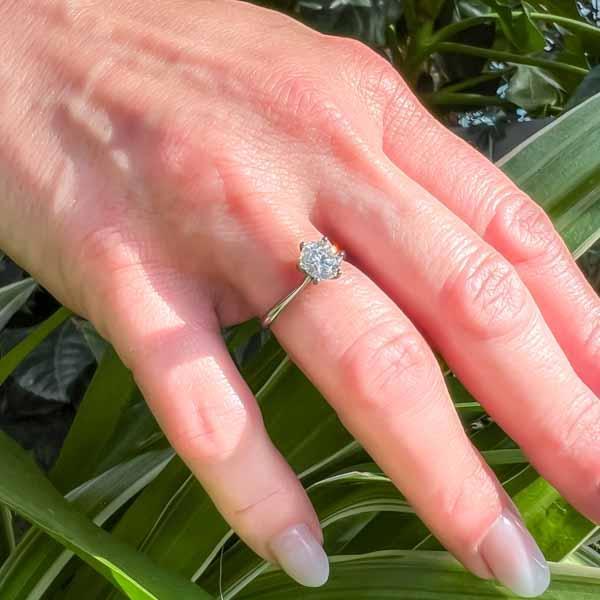 ANELLO SOLITARIO REGOLABILE BRILLANTE MOISSANITE CERTIFICATA ARGENTO 925 