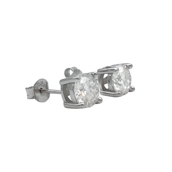 ORECCHINI SOLITARIO BRILLANTE MOISSANITE CERTIFICATA QUATTRO GRIFFE  ARGENTO 925