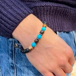 BRACCIALE CRYSTAL COMBO KEEP CALM  ENERGETICO ELASTICO UNISEX PIETRE NATURALI  REGOLABILE 
