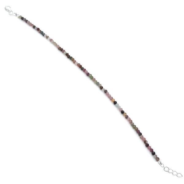 BRACCIALE ENERGETICO CRISTALLI BRIOLETTE TORMALINA ANGURIA REGOLABILE ARGENTO 925