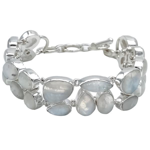 BRACCIALE HANDMADE LUXURY PIETRADI LUNA NATURALE ADULARIA  REGOLABILE ARGENTO 925