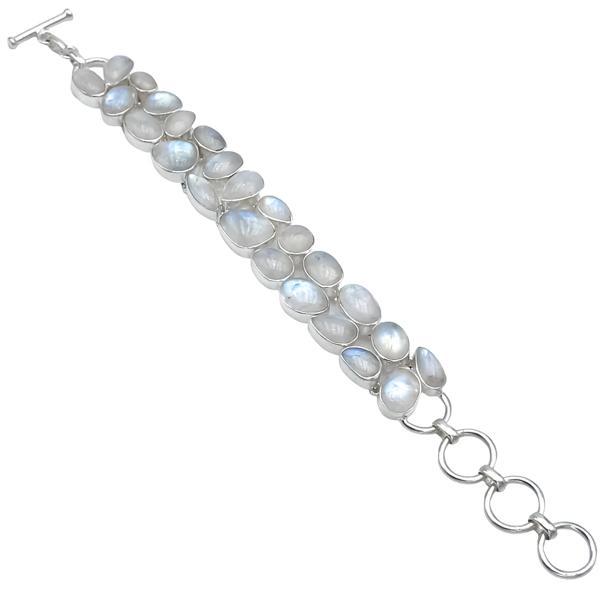 BRACCIALE HANDMADE LUXURY PIETRADI LUNA NATURALE ADULARIA  REGOLABILE ARGENTO 925