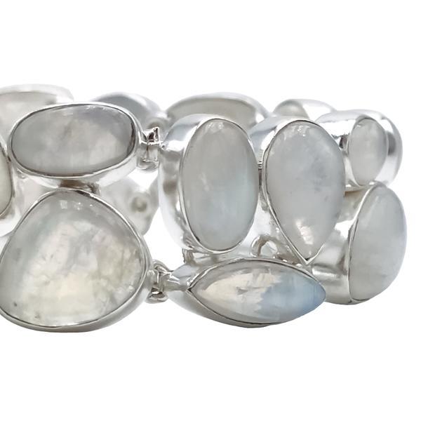 BRACCIALE HANDMADE LUXURY PIETRADI LUNA NATURALE ADULARIA  REGOLABILE ARGENTO 925