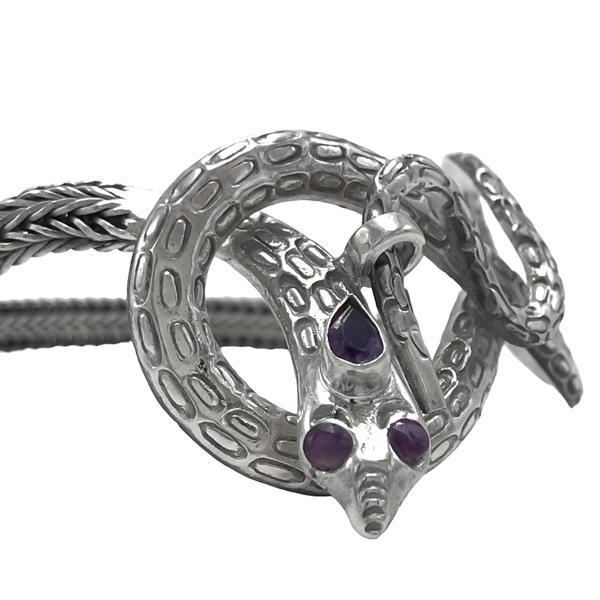BRACCIALE SNAKE SERPENTE PIETRA NATURALE AMETISTA CHIUSURA INFINITO ARGENTO 925