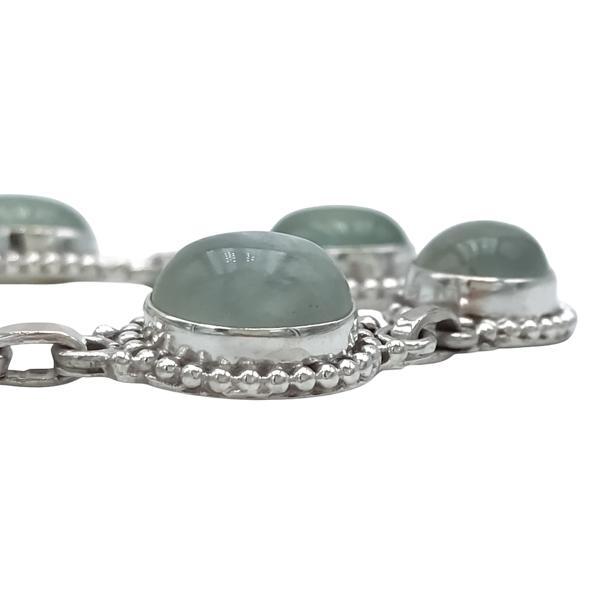 BRACCIALE ETNICO SETTE PIETRE PREHNITE CORNICE LAVORATA REGOLABILE ARGENTO 925