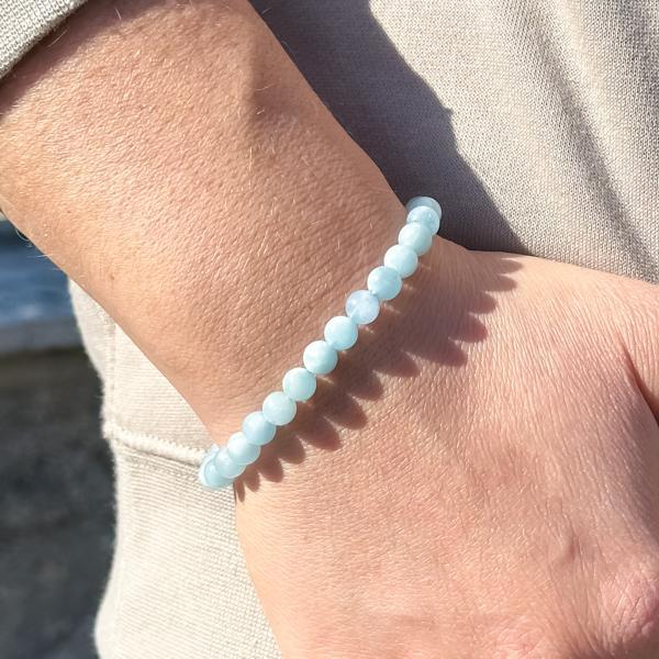 BRACCIALE ENERGETICO ELASTICO UNISEX SFERE ACQUAMARINA REGOLABILE 